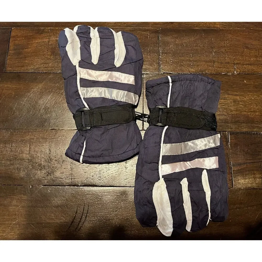 New Kids' 6-8 Waterproof Winter Gloves Mittens Dark Blue Navy Black
